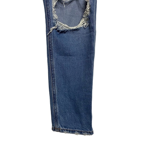 American Eagle Mom Jean High Rise Tapered Leg Distressed Jean Rigid Denim 4 - Picture 8 of 15